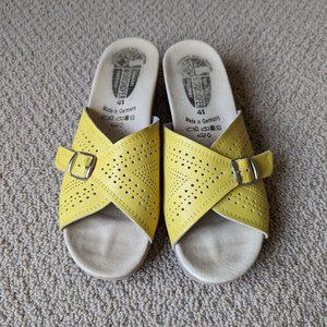 Worishofer 251P Yellow Leather Cork Wedge Sandal – SIZE 10(EUR 41)